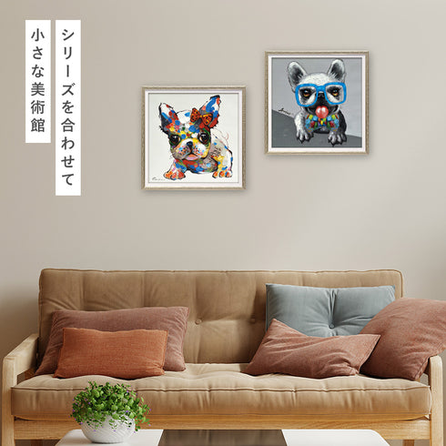 アート 絵画 壁掛け 油絵 33X33cm オイルペイント ベビードッグ.|s4